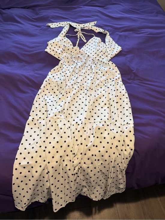 SHEIN Dresses & Skirts - White Polka Dot Halter Maxi Dress